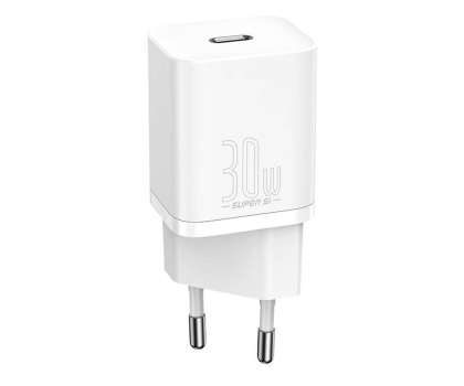 Ładowarka i akumulator BASEUS sieciowa Super Si Quick Charger 1xUSB-C 30W (biała) CCSUP-J02